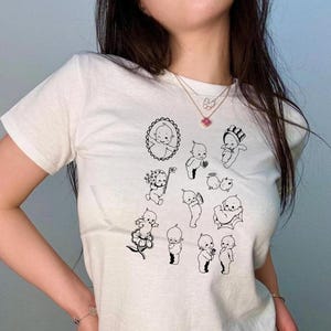 Kewpie Y2k Baby Tee, Retro Baby Tee, Vintage Crop Tee, Trending 90s Tee, Doll Baby Tee, Preppy Coquette Shirt, Aesthetic Baby Tee Women