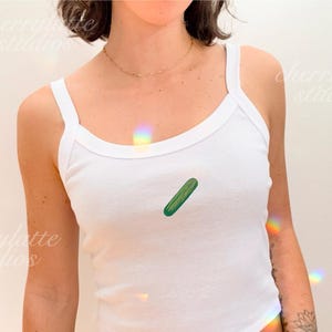 Geborduurde tanktop met komkommer, esthetische Italiaanse tomaattop, Y2k Summer, topje met schattig fruitspaghettibandjes