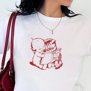 Kewpie Y2k Baby Tee, Retro Baby Tee, Vintage Crop Tee, Trending 90s Tee, Doll Baby Tee, Preppy Coquette Shirt, Aesthetic Baby Tee Women