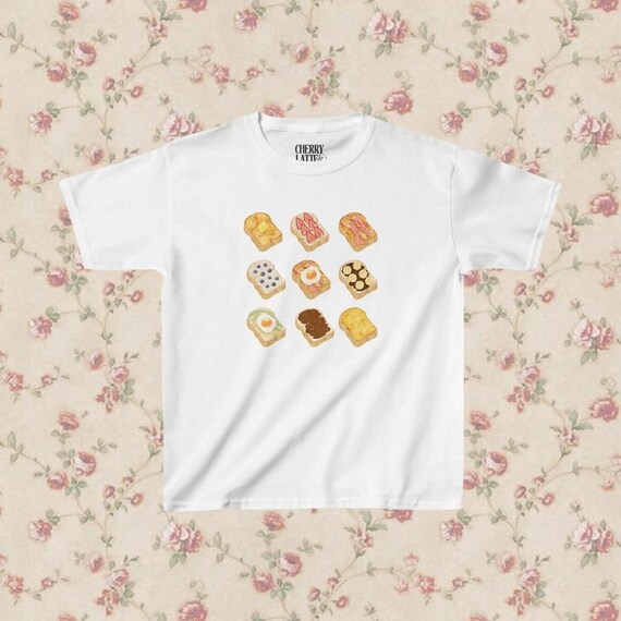 Toast Baby Tee, 90s Clothing, Coquette Aesthetic, Vintage Graphic Top, Summer Y2K Shirt, Cute Baby Tee, Cottagecore Baby Tee, 2000s fashion