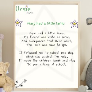 Mary Had a Little Lamb Poster - Etsy
