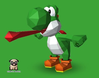 Papercraft Yoshi-sjabloon: laag poly 3D-model (pdf)