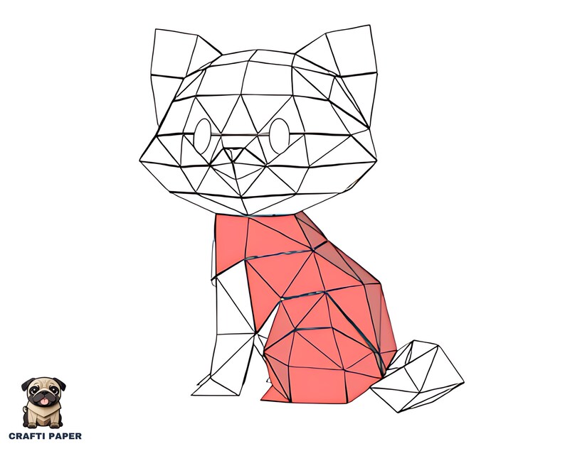 Kitten Papercraft Template, PDF, 3D Paper Model Cat, Home Decor, DIY ...