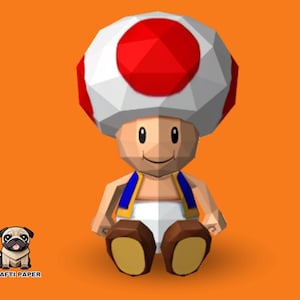 Papercraft Toad  Template, 3D Home Decor, Gift, Low Poly 3D, PDF Template,Papercraft Mario ,Papercraft Cartoon