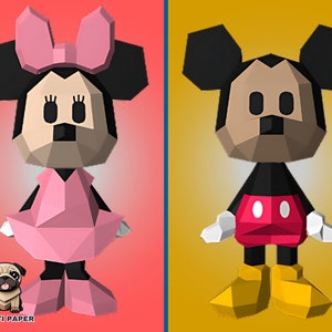 Kit PaperMouse Friends Papercraft - Origami 3D Low Poly, modello per fai da te, decorazioni per la casa e regali - DXF, modello PDF, origami 3D