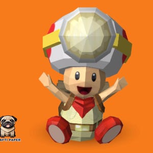 Plantilla de sapo de papel - Modelo de papel 3D, Decoración del hogar, Manualidades DIY, Papercraft 3D, Pepakura, Low Poly, Escultura de papel, Papercraft de Mario
