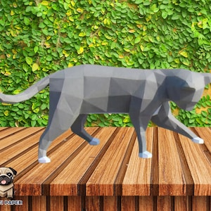 Créations en papier chat, BLACKCAT 3D Papercraft, Modèle PDF en papier, Low poly, Sculpture en papier, Cadeau, Créations en papier animaux, Origami, Décoration d&#39;intérieur