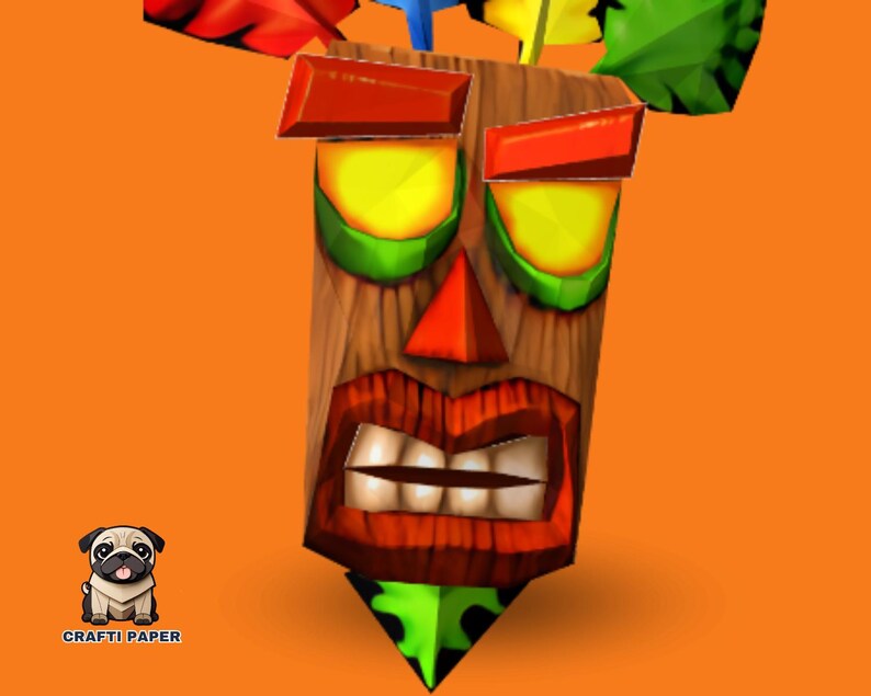 Aku Aku Mask Papercraft 3D Low Poly Room Decor (PDF Template) Etsy