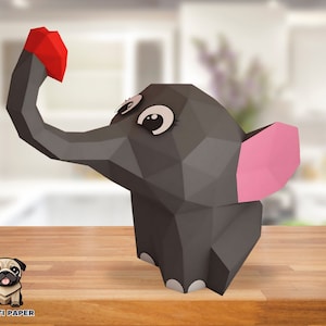 Baby Elephant model, Create Your Own 3D papercraft elephant, Origami Elephant, Paper Sculpture, PDF Papercraft Template