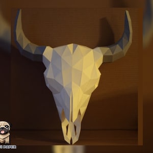DIY Papercraft Skull, 3D Room Wall Decor, Low Poly, 3D Papercraft PDF. Template For Creating 3D Skull, Gift, Origami