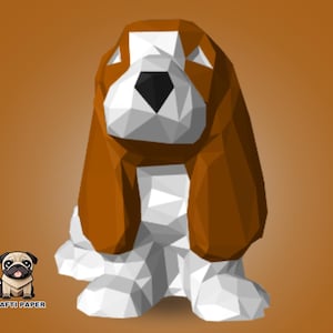 Dog Papercraft Template, Diy Animal papercraft, 3d dog template,PDF template , paper model, digital file plans, Low Poly, Basset Hound