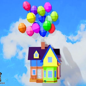 Up House Papercraft, Family, Kids Activities, 3D Pepakura Designs, DIY Papercraft, Low Poly, 3D Papercraft PDF Template , Paper Template