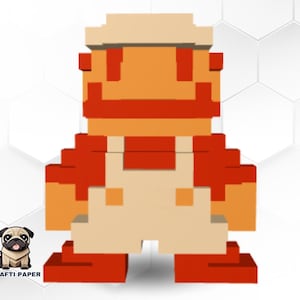 Papercraft Mario Template, Diy Super Hero papercraft, Mario Template, PDF template , paper model, Mario Pixel, Low Poly, Mario Retro