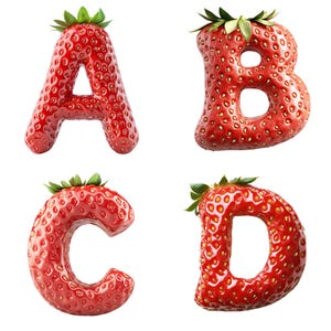 Strawberry Font Clip Art: Realistic 3D Letters & Numbers (PNG Digital Download)