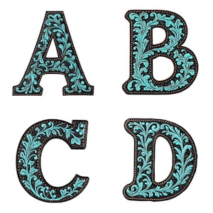 Alfabeto de couro com ferramentas ocidentais A-Z e números 1-9 PNG, clipart de letras florais de cowboy, 300 DPI, fundo transparente, fonte ocidental