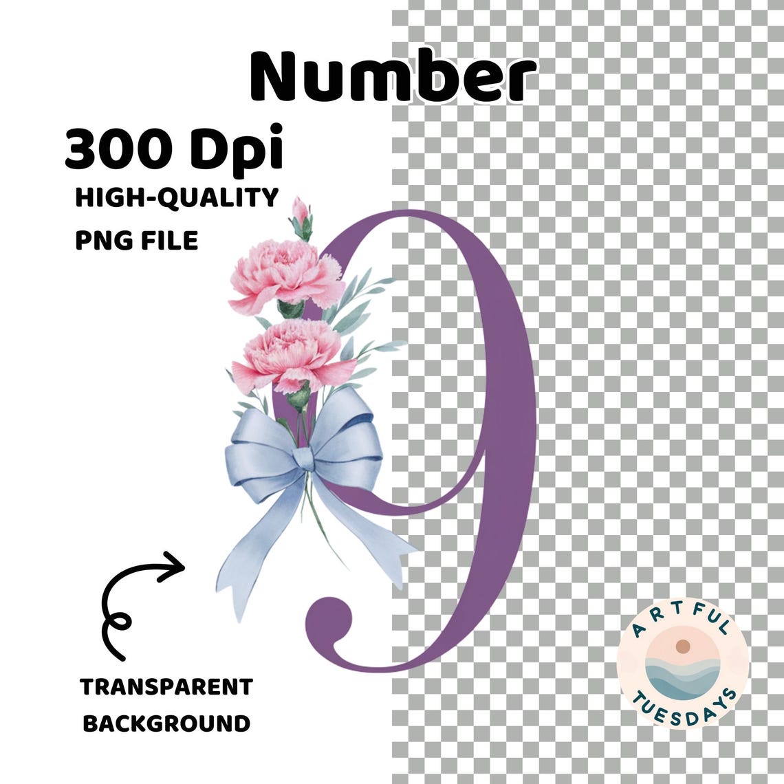 Watercolor Pink Carnation Floral Alphabet: Lavender Purple Letters ...