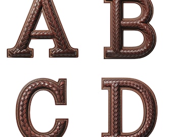 Braided Leather Western Alphabet Clipart: Cowboy Letters & Numbers (300 DPI PNG Digital Download