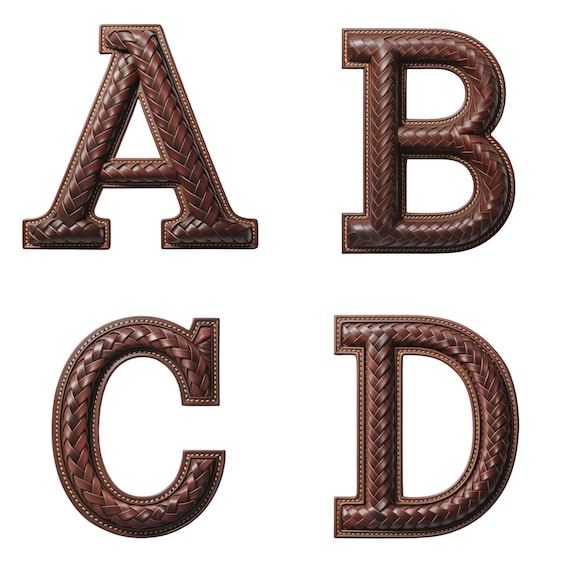 Braided Leather Western Alphabet Clipart: Cowboy Letters & Numbers