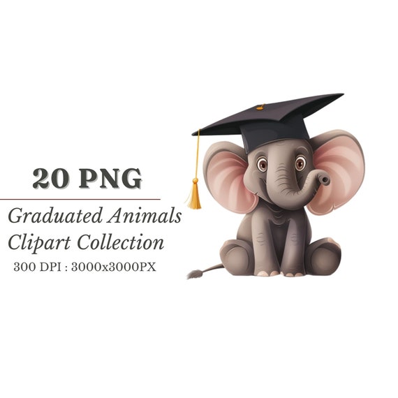 Graduated Animals Clipart Collection - Graduation Cap Animals PNG, 300 DPI Transparent Background, Digital Download