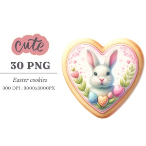 Watercolor Easter Cookie Clipart: 30 PNG Illustrations (Commercial License)