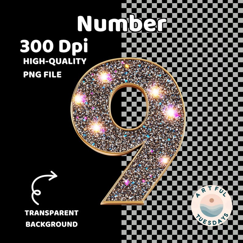 Glitter Alphabet Clip Art: Gold Edged Letters & Numbers (PNG Digital ...