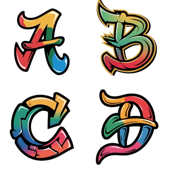 Graffiti Alphabet Clipart: Urban Dripping Font PNG (digital