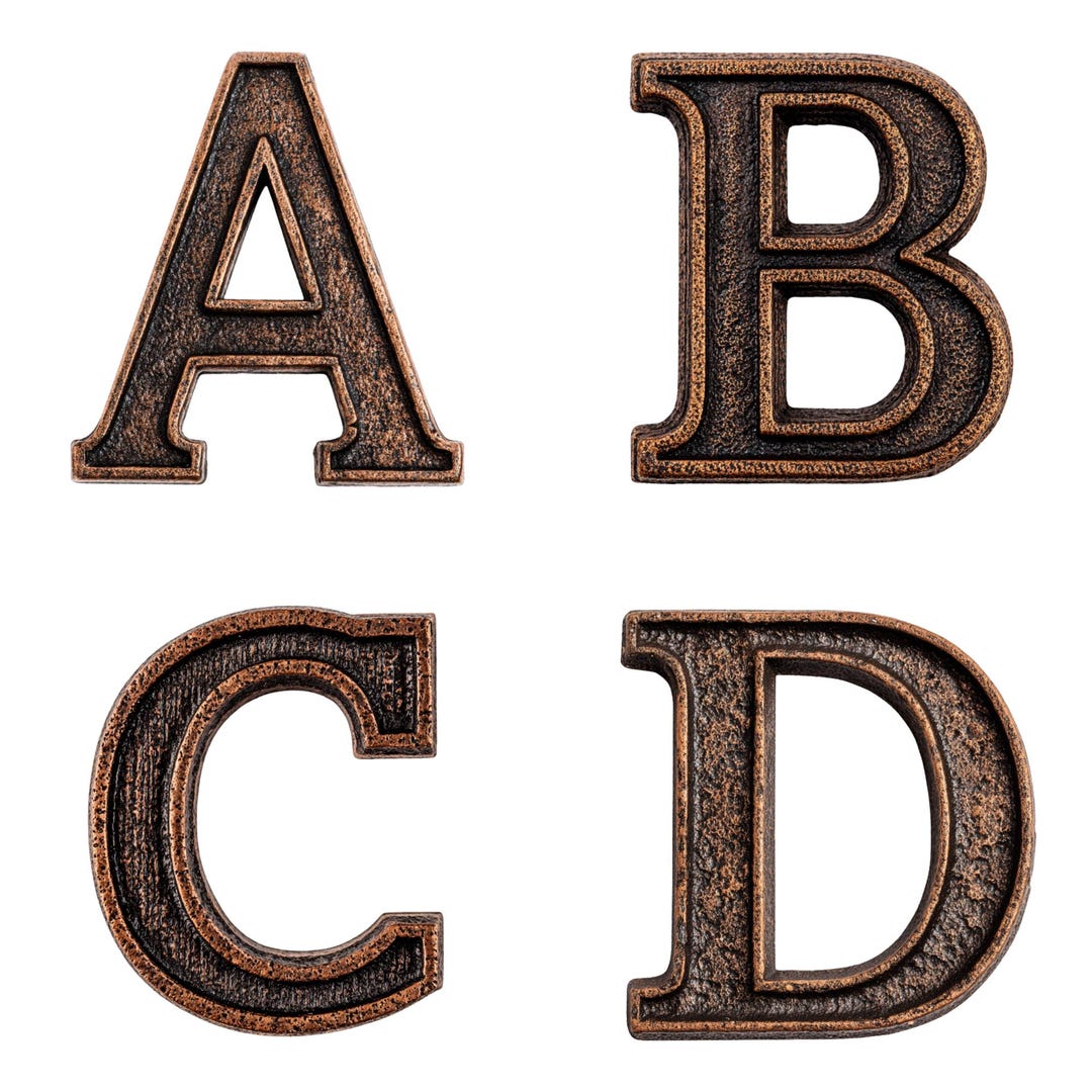 Vintage Bronze Alphabet Clipart: Rustic Metal Letters & Numbers PNG ...