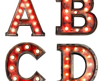 Vintage Marquee Letters Clip Art: Illuminated PNG (Digital Download)