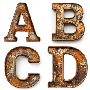 Rusty Metal Alphabet ClipArt | Steampunk Font PNG | Metal Letters A-Z & 0-9 | 300 DPI High-Res | Iron Typography PNG | Digital Download