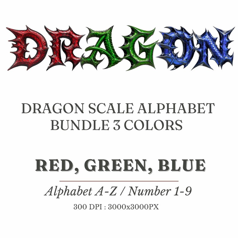 Dragon Scale Alphabet Clipart: Gothic Fantasy Letters, Numbers (PNG ...