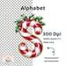Candy Cane Christmas Alphabet Clip Art: Watercolor Holiday Letters ...