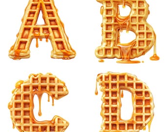 Clipart del alfabeto de gofres: Letras con miel (Descarga digital)