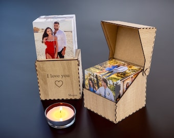 Photo Cube - Regalos mágicos de aniversario para novio, regalo de cumpleaños de novio, regalo hecho a mano, regalos para él, regalos para ella, regalos corporativos