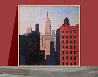 NYC Skyline Art Print, Urban Impressionism, New York Wall Decor (Unframed)
