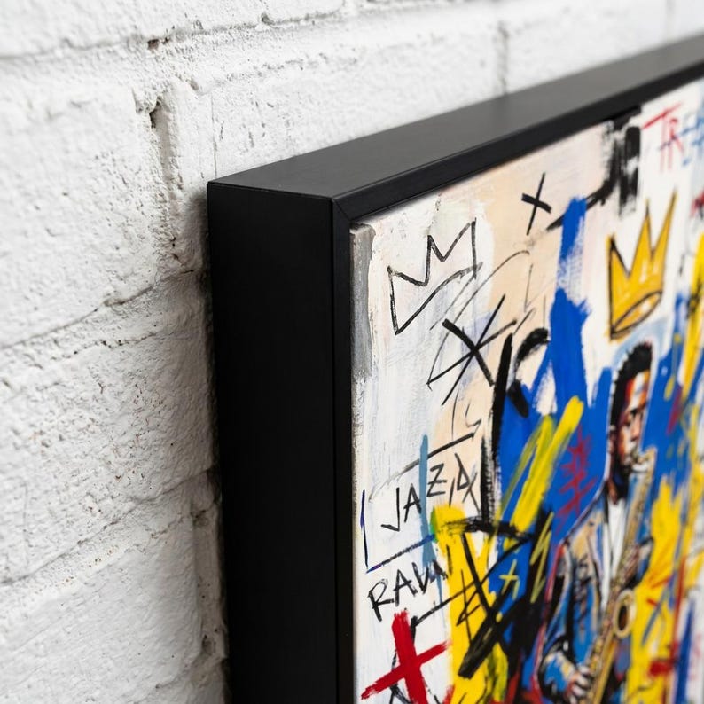 Basquiat Inspired Jazz Saxophonist Art: Bebop King Graffiti Canvas Street Art Music Lover Gift