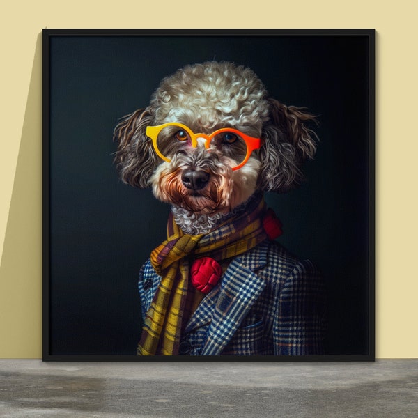 Dandy Toy Poodle Print, Fashionable Canine Poster, Warhol Inspired Image, Studio Photo Artwork, Chic Dog Portrait, Stylish Pet Illustration