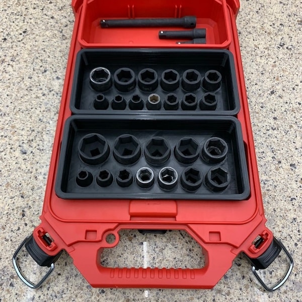 Slim Compact Packout Socket Tray | Milwaukee Packout Metric 3/8 Impact Socket Tray | Milwaukee Packout System