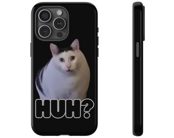 Huh Cat Meme Tough Cases, Meme Phone Cases, iPhone, Samsung, Google Pixel, Memes from Instagram, Reddit, Tiktok, Twitter, Huh Cat Phone Case