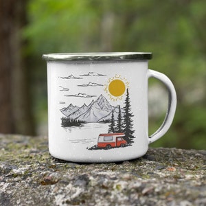 Personalized Adventure Mug, Camping Mug, Campfire Mug, Adventure Mug, Camping Gift, Unique Outdoor Travel Enamel Mug, Coffee Mug, Enamel Mug