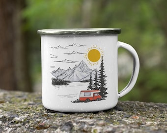 Personalized Adventure Mug, Camping Mug, Campfire Mug, Adventure Mug, Camping Gift, Unique Outdoor Travel Enamel Mug, Coffee Mug, Enamel Mug