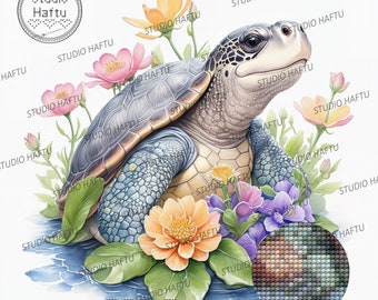 Patrón de punto de cruz de tortuga marina Descarga instantánea de PDF - Patrón de costura de acuarela de tortuga marina bebé - Patrón de punto de cruz de la habitación de los niños