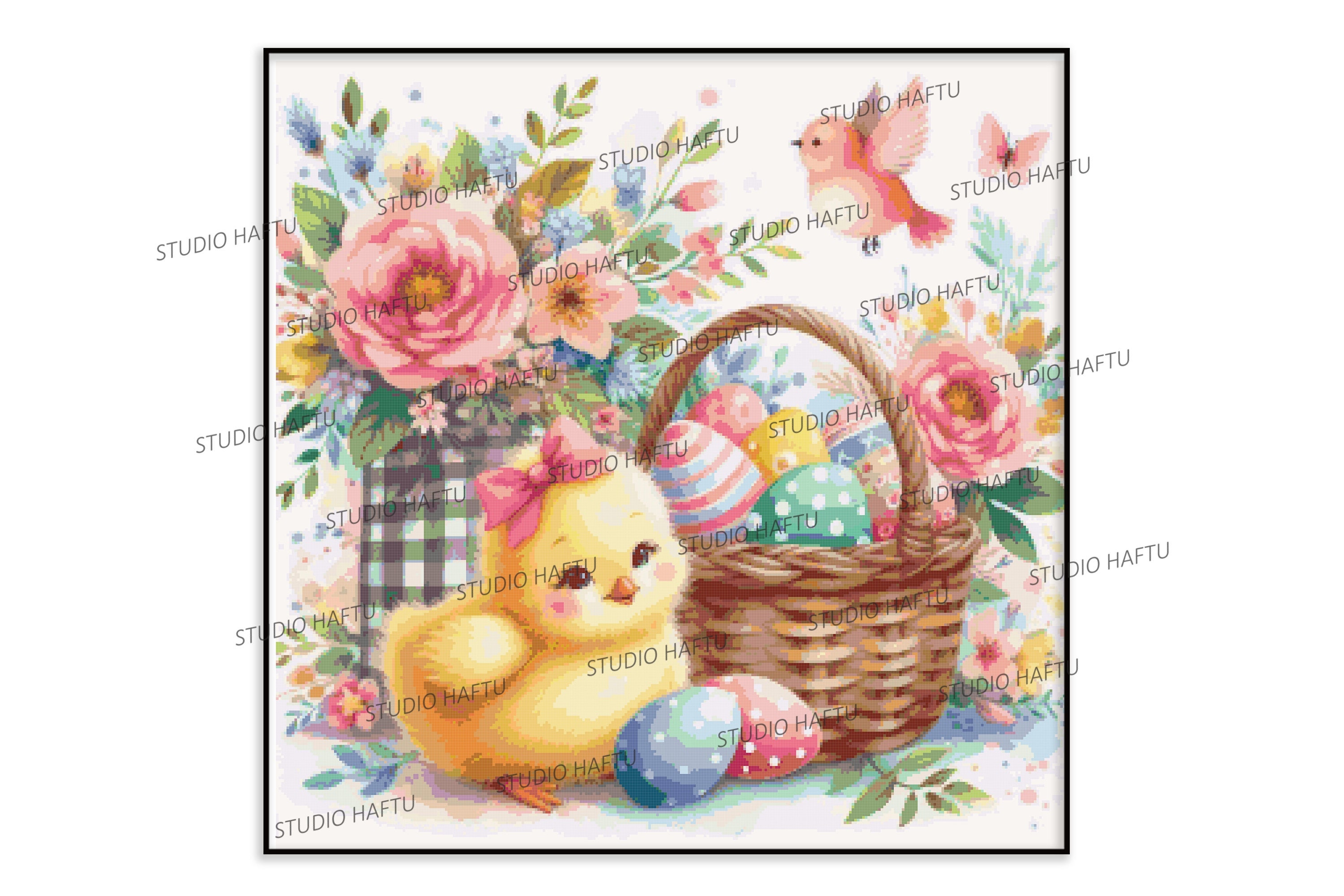 Easter Cross Stitch Pattern 4. Watercolor Easter. Printable DMC Chart ...