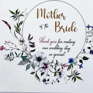 Tarjeta de agradecimiento para la madre de la novia, madre del novio, dama de honor
