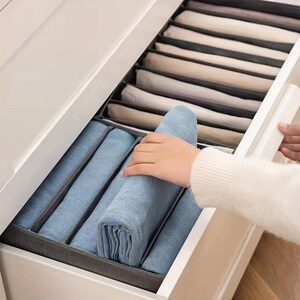 Wardrobe Clothes Organizer Drawer Dividers Jeans Compartment Storage Box Foldable Washable Closet Drawer Bedroom Separation Box for T-shirts zdjęcie 3