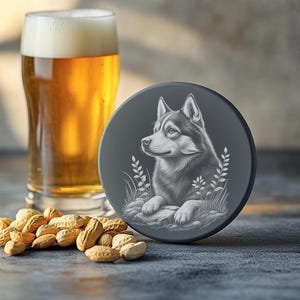 Dog Slate Coaster Laser Engraving File, High Quality PNG Image Download, Pet Lover Home Decor Design #192