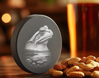 Slate Coaster Laser Engraving File Wild Animal Frog Design Digital PNG Image for Home Decor and Gift Making