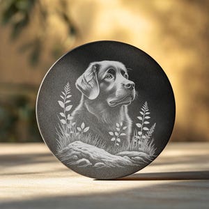 Slate Coaster Laser Engraving File, Dog Portrait Art Digital Download, High Quality PNG for Personalized Drinkware, Pet Lover Gift Idea #203