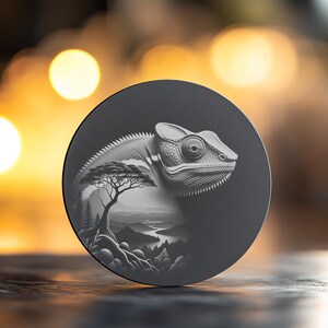 Laser Engraving File Chameleon Slate Coaster Design, Wild Animal Art PNG, Digital Download Image
