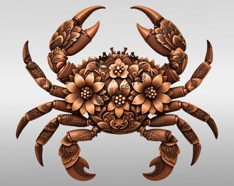 花のアクセントが付いた見事な3Dイリュージョンカニ。ユニークな