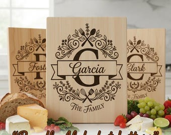 Monogram SVG, Cutting Board File For Engraving, Custom Family Name, Alphabet Monogram Bundle, Personalized Surname Kitchen Designs